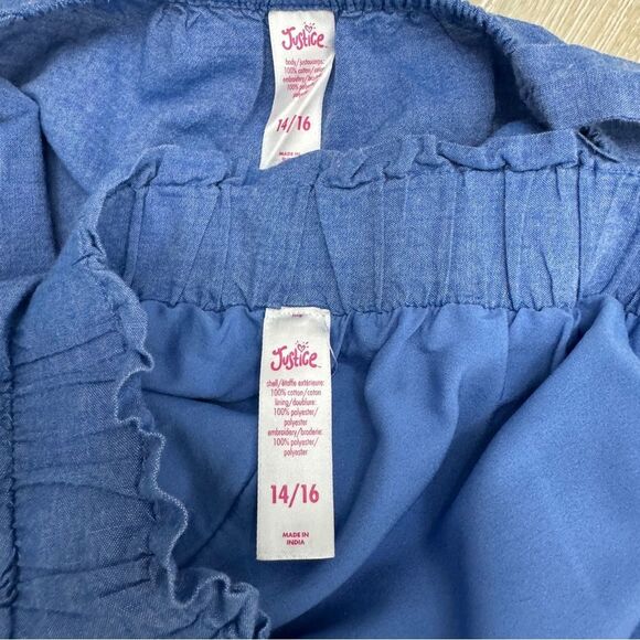 Justice Citron Eyelet with Chambray Blue Shorts Set Size 14/16 - Picture 7 of 8